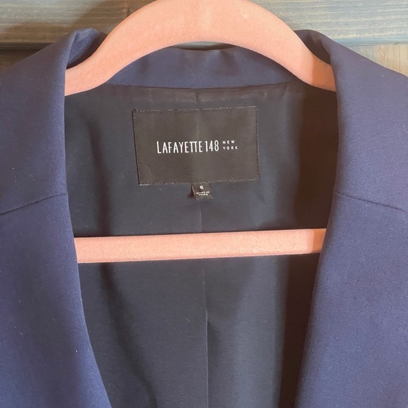 Lafayette 148 New York Blue Sport Coat Classic Tailored Blazer Virgin Wool - Picture 4 of 7